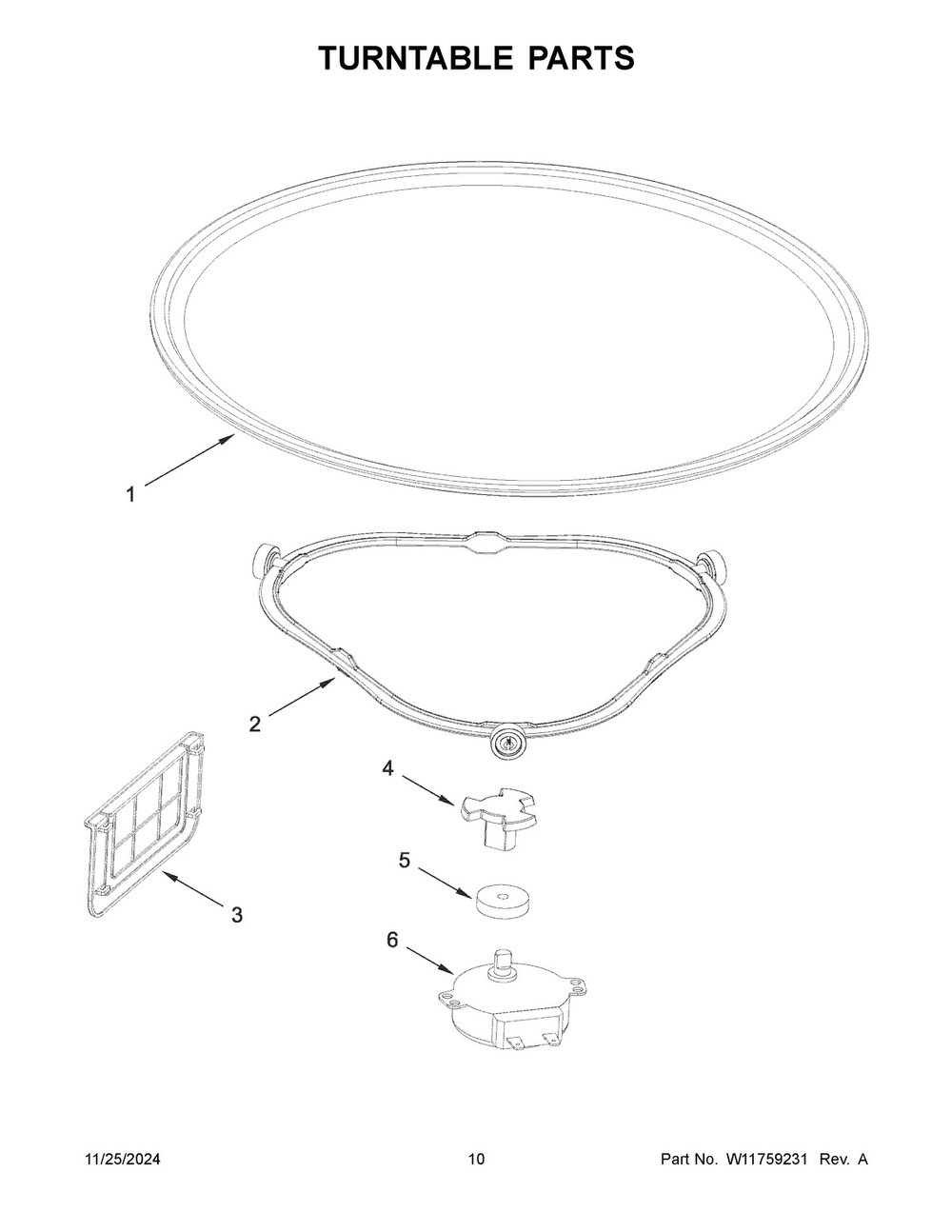 06 - Turntable Parts Diagram and Parts List for UMV1170LW04  Whirlpool Microwave