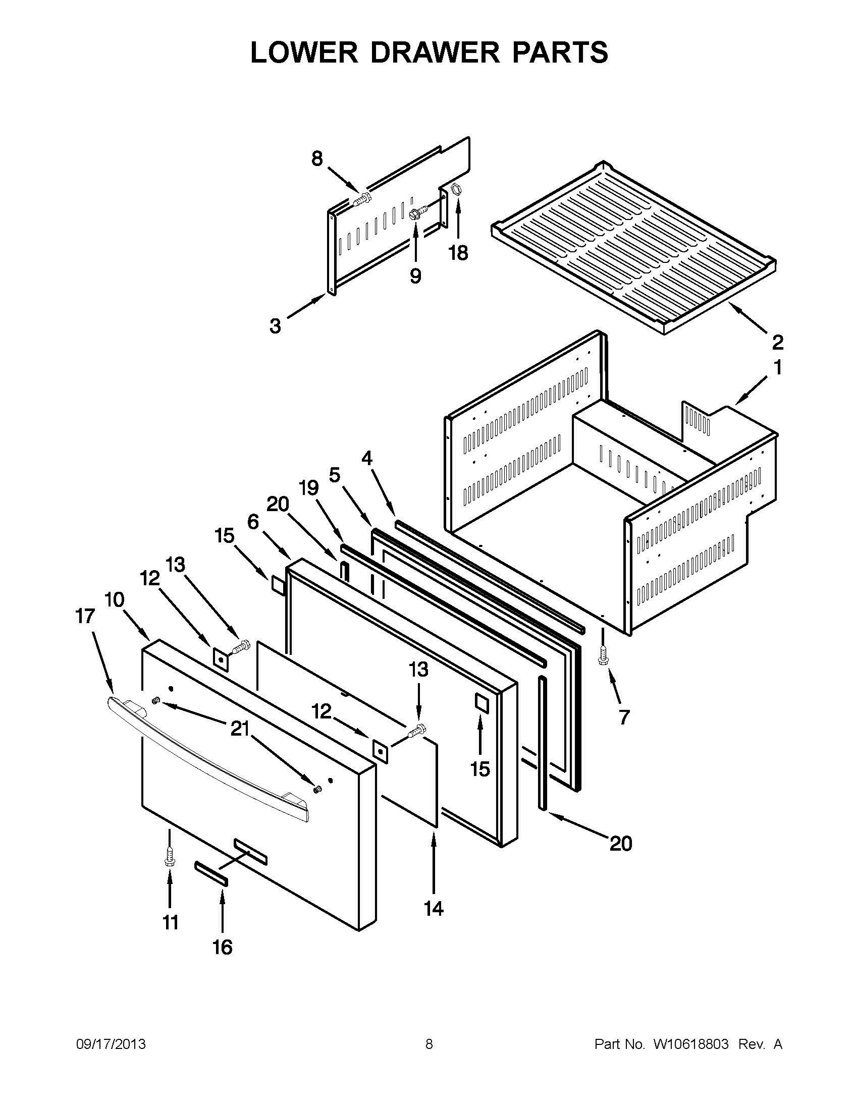 05 - LOWER DRAWER PARTS Diagram and Parts List for JUD24FCACX00  Whirlpool Wall Oven