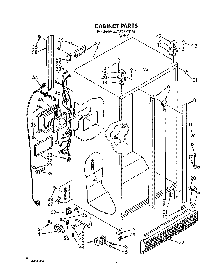 CABINET Diagram and Parts List for JWRZ2727FI00  Whirlpool Refrigerator
