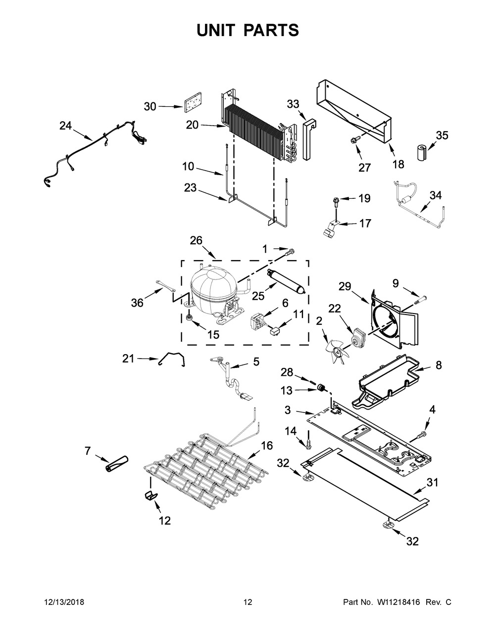 Unit Parts Diagram and Parts List for WRF757SDHV00  Whirlpool Refrigerator