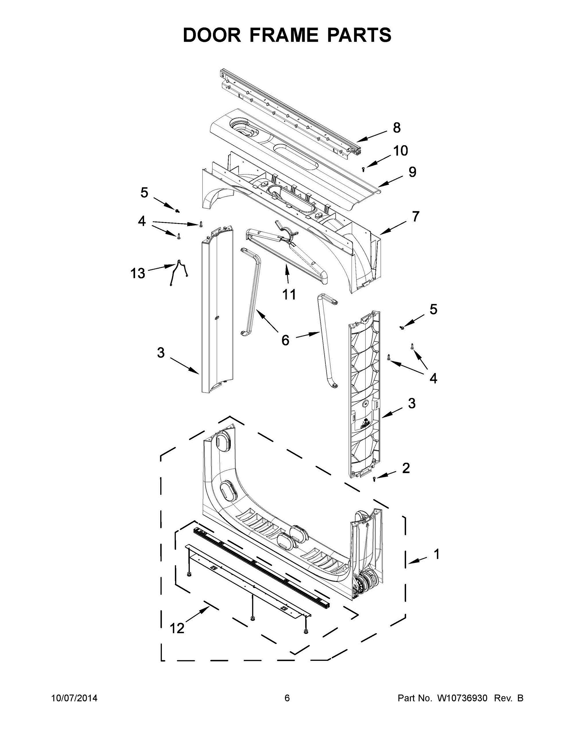 04 - DOOR FRAME PARTS Diagram and Parts List for SFF1001CLN0  Whirlpool Washer