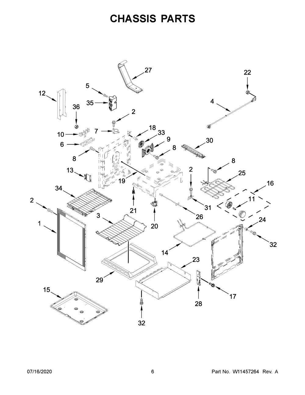 Chassis Parts Diagram and Parts List for YKFEG500ESS4  Whirlpool Range
