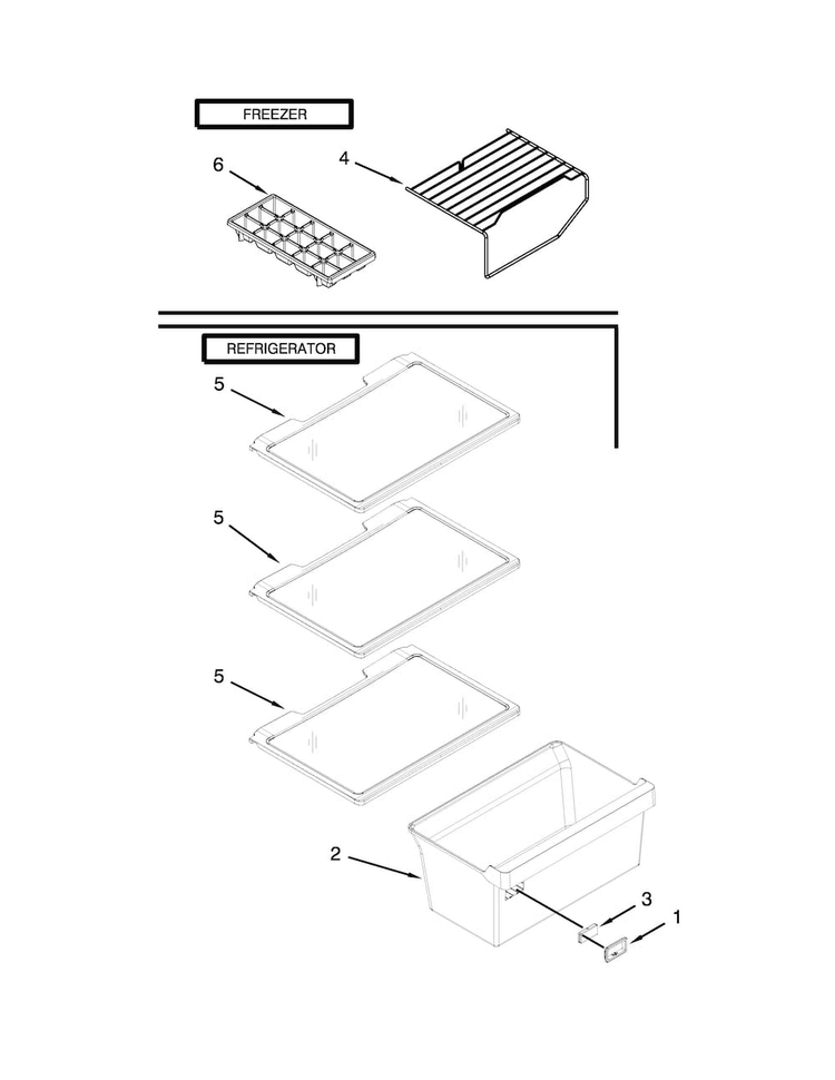 Shelf Parts Diagram and Parts List for WRT111SFDW00  Whirlpool Refrigerator