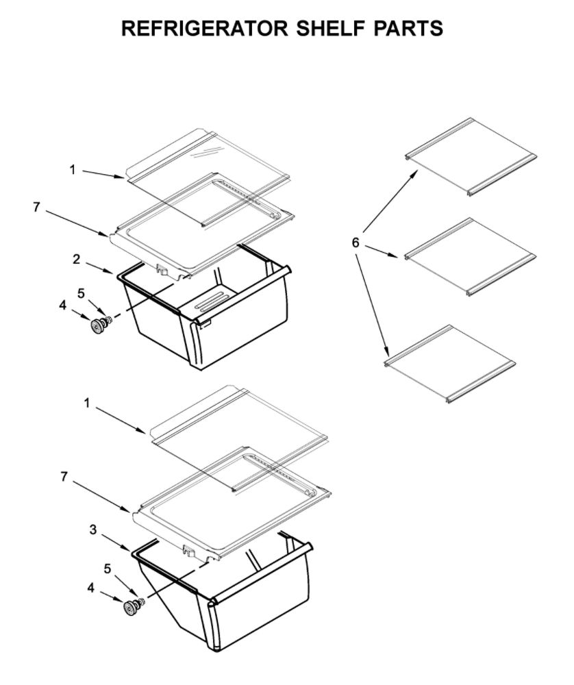 Refrigerator Shelf Parts Diagram and Parts List for 10650043710  Kenmore Refrigerator