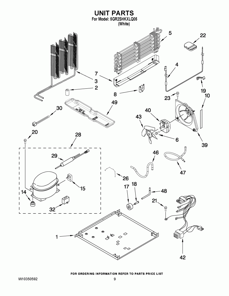 UNIT PARTS Diagram and Parts List for 5GR2SHKXLQ05  Whirlpool Refrigerator