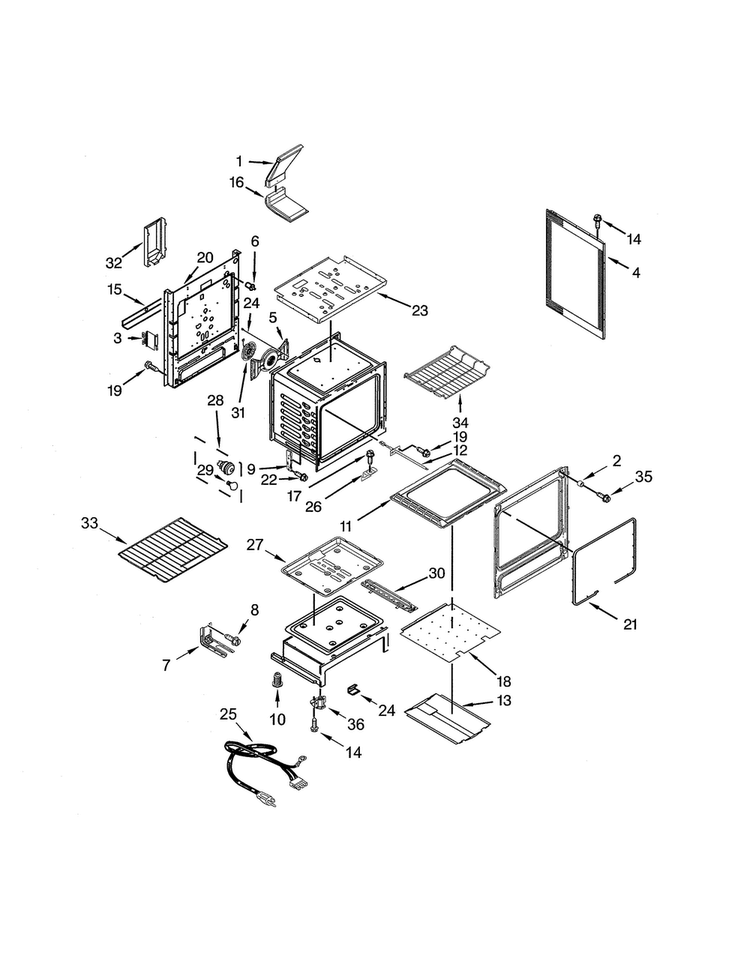 Chassis Diagram and Parts List for KGRS303BWH1  KitchenAid Range