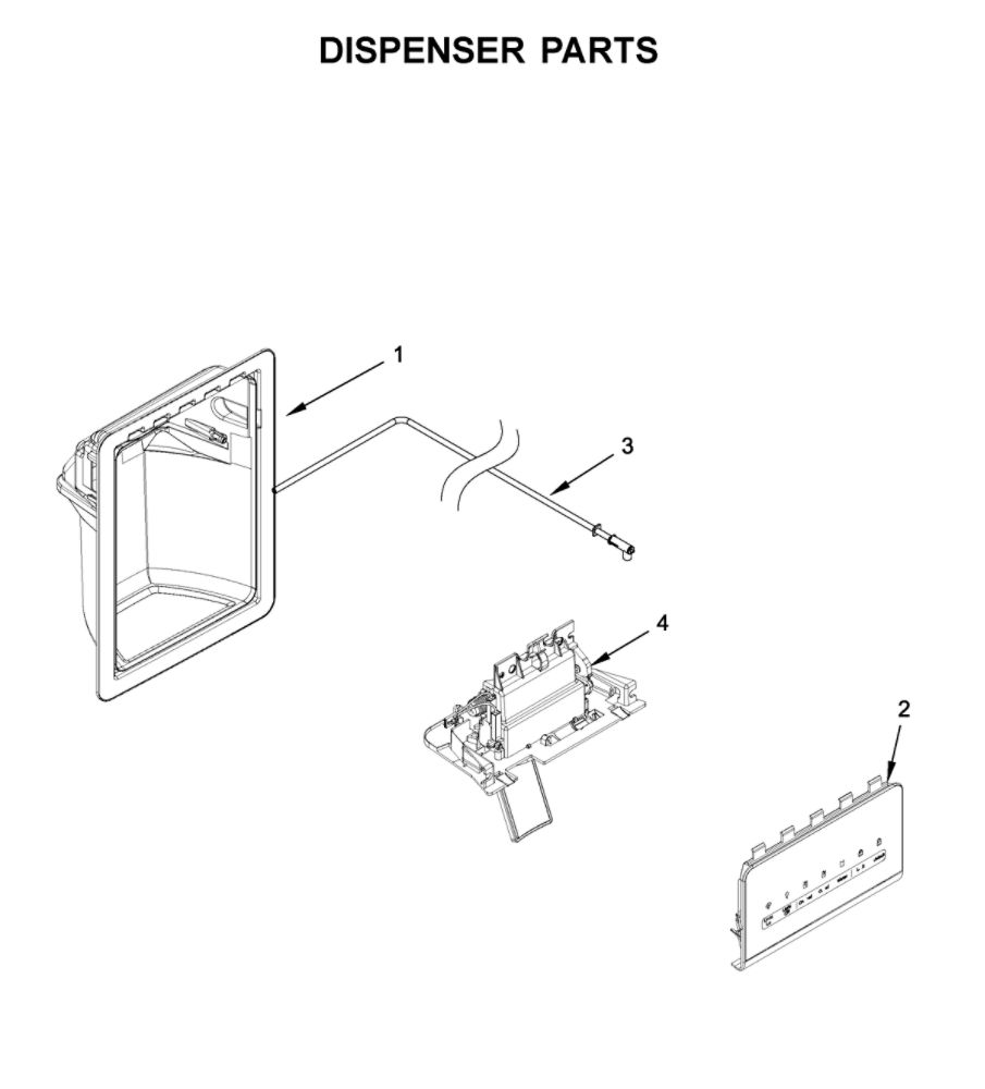 Dispenser Parts Diagram and Parts List for 10651754710  Kenmore Refrigerator