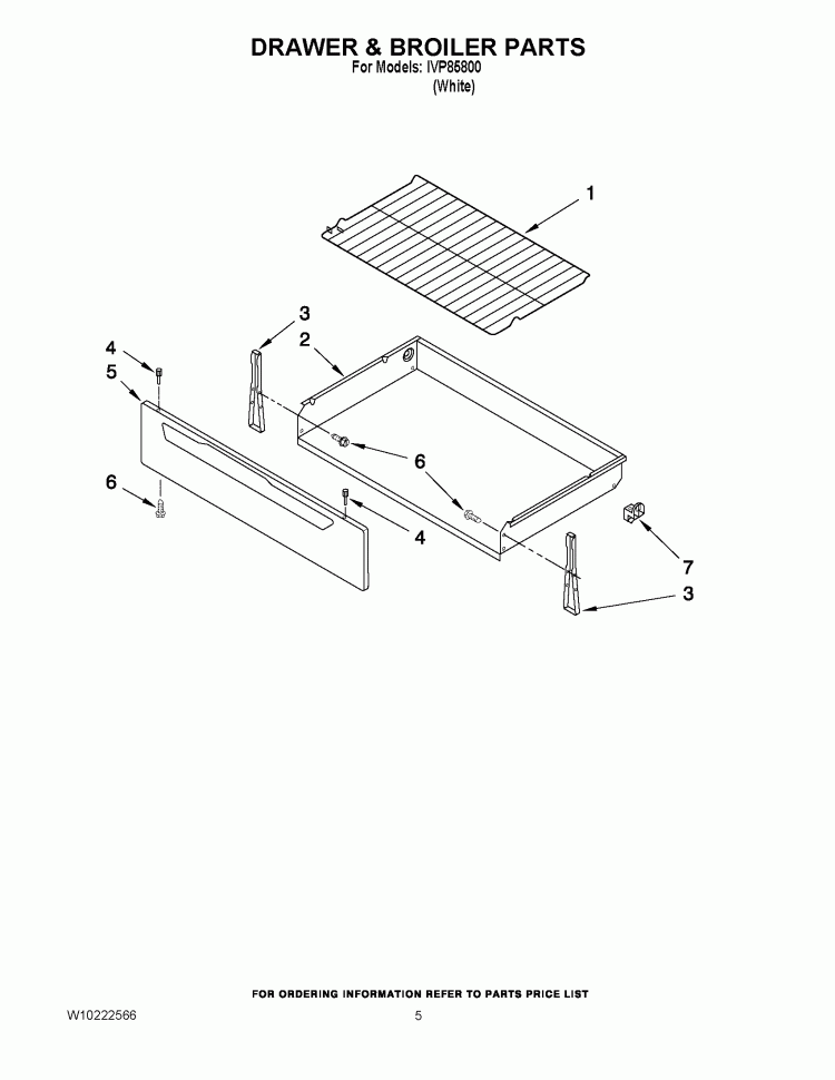 DRAWER & BROILER PARTS Diagram and Parts List for IVP85800  Inglis Range