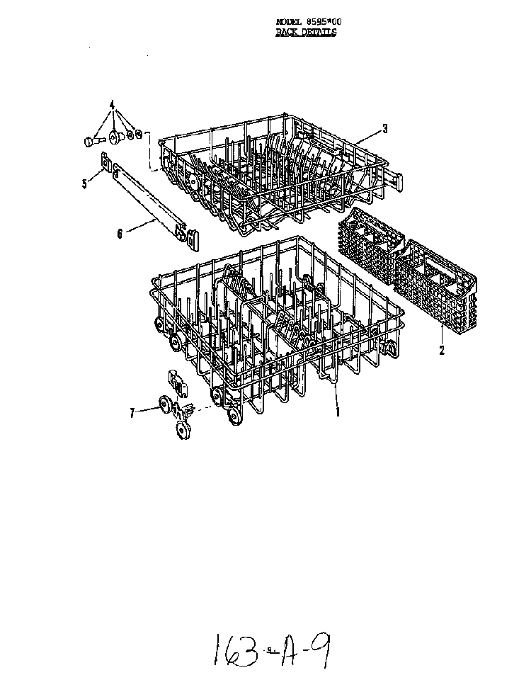 Rack Diagram and Parts List for 8595*00  Roper Dishwasher