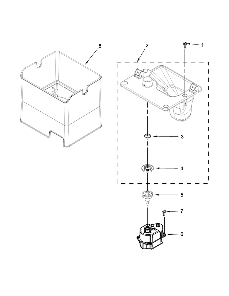Motor And Ice Container Parts Diagram and Parts List for WRF767SDEM00  Whirlpool Refrigerator