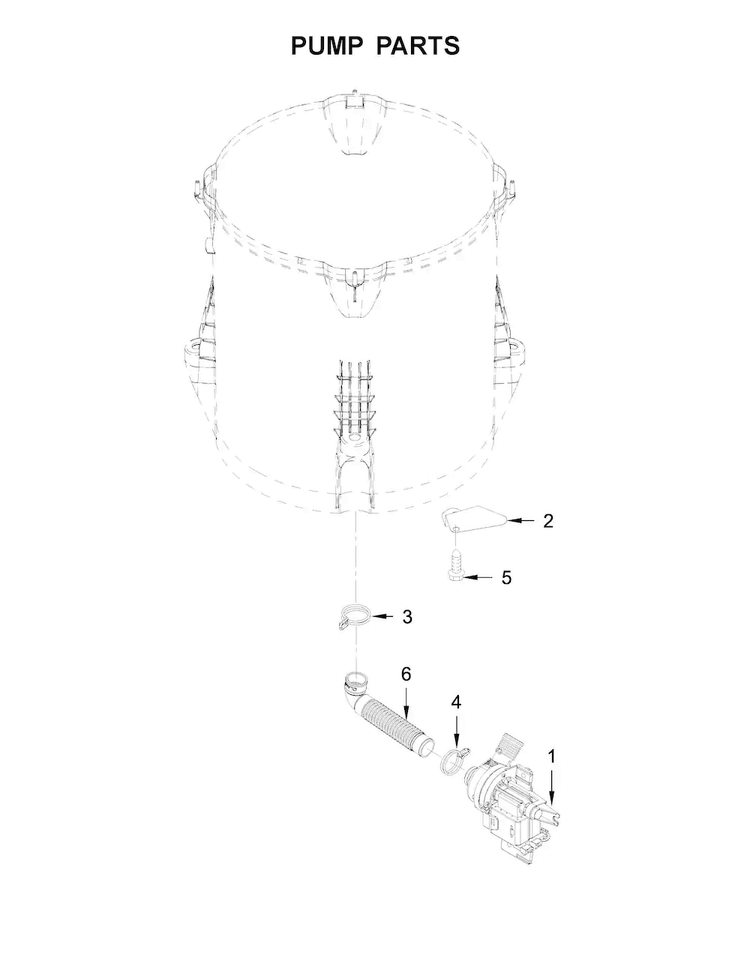 Pump Parts Diagram and Parts List for WTW8040DW2  Whirlpool Washer