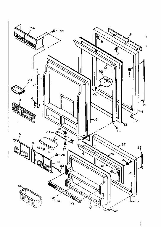 Refrigerator Door Parts Diagram and Parts List for 106U16GL  Kenmore Refrigerator