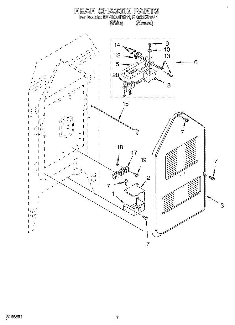 REAR CHASSIS Diagram and Parts List for KERI500HAL1  KitchenAid Range