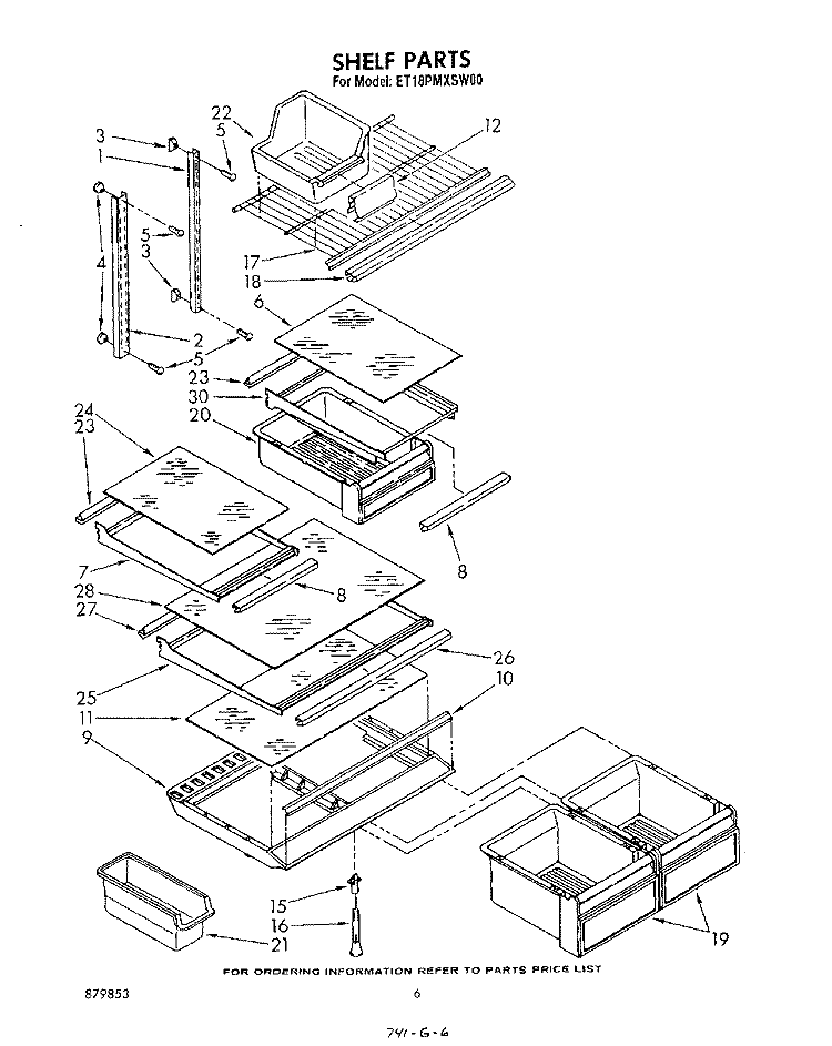SHELF Diagram and Parts List for ET18PMXSW00  Whirlpool Refrigerator