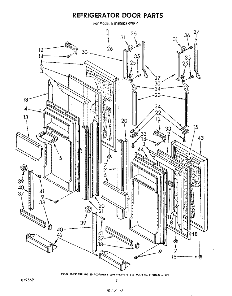 REFRIGERATOR DOOR Diagram and Parts List for EB19MKXRWR1  Whirlpool Refrigerator
