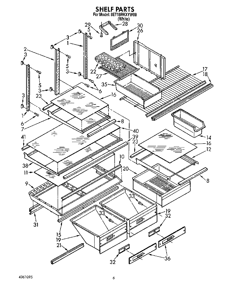 SHELF, LIT/OPTIONAL Diagram and Parts List for 8ET18RKXYN00  Whirlpool Refrigerator