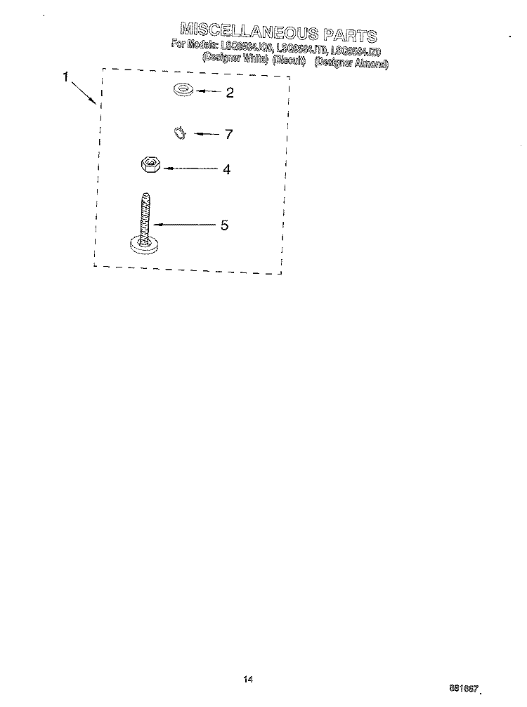MISCELLANEOUS, OPTIONAL Diagram and Parts List for LSQ9564JQ0  Whirlpool Washer