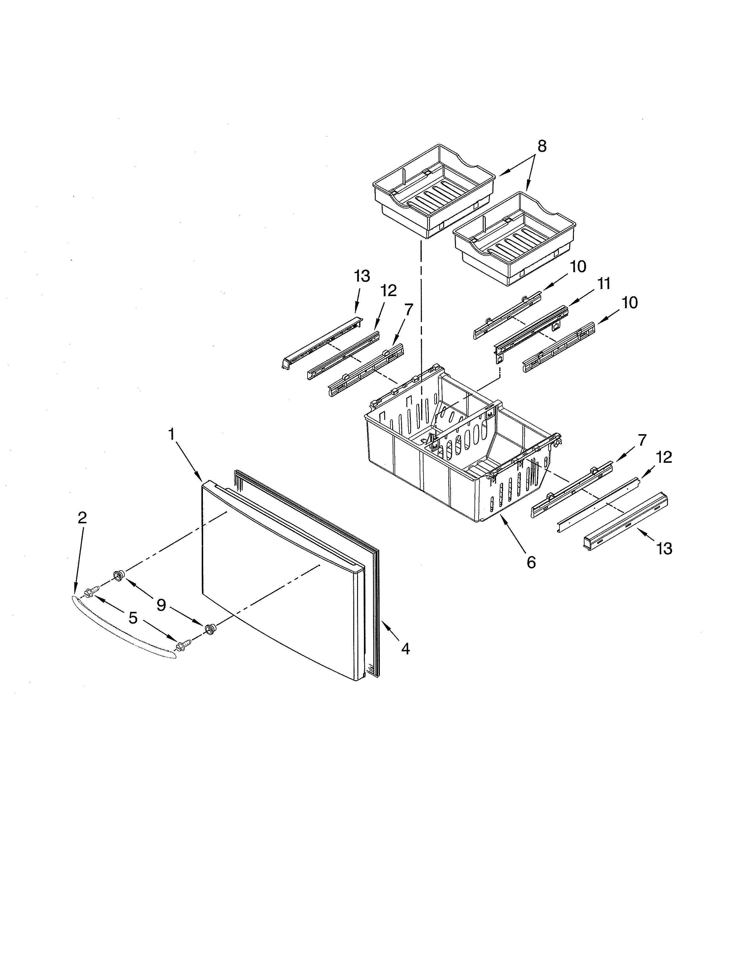 Freezer Door Diagram and Parts List for 59679243014  Kenmore Refrigerator