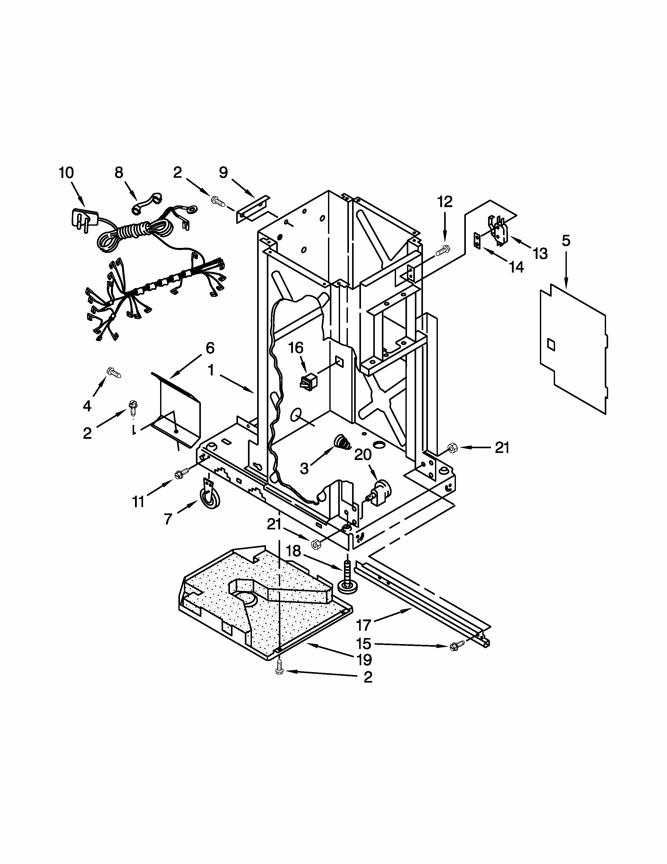 Frame Parts Diagram and Parts List for 66514723112  Kenmore Trash Compactor