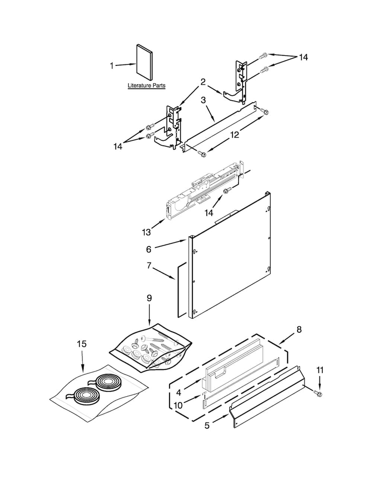 Door And Panel Parts Diagram and Parts List for KDTE704DPA0  KitchenAid Dishwasher