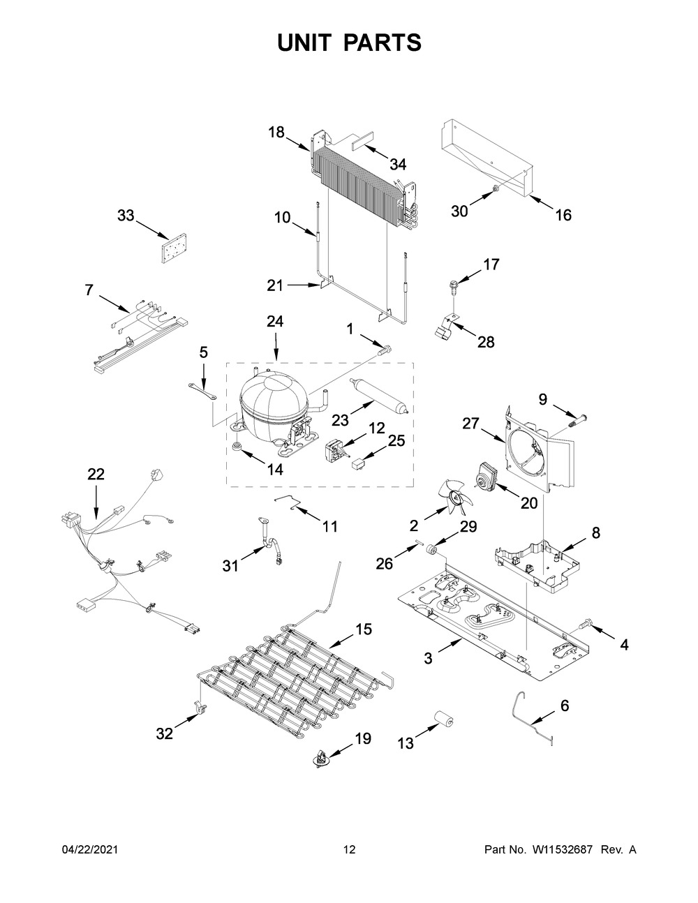 Unit Parts Diagram and Parts List for WRB329DMBB03  Whirlpool Refrigerator