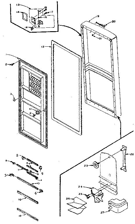 Door Parts Diagram and Parts List for 106M12P-F  Kenmore Refrigerator
