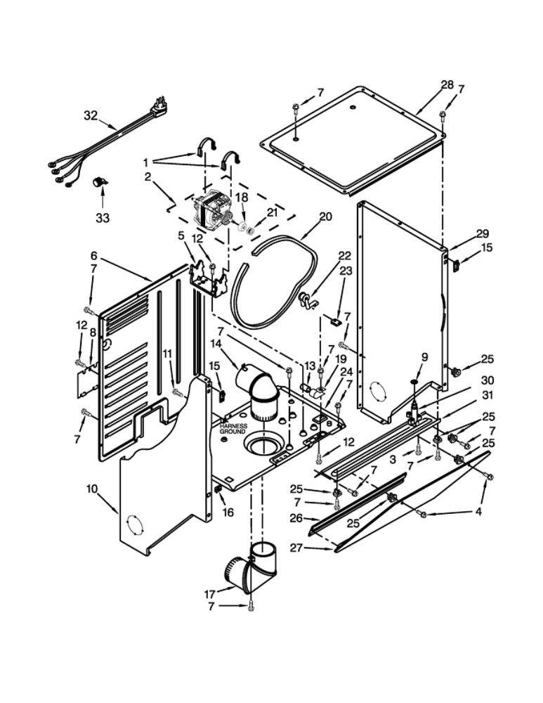Dryer Cabinet And Motor Parts Diagram and Parts List for 110C81432510  Kenmore Washer Dryer Combo