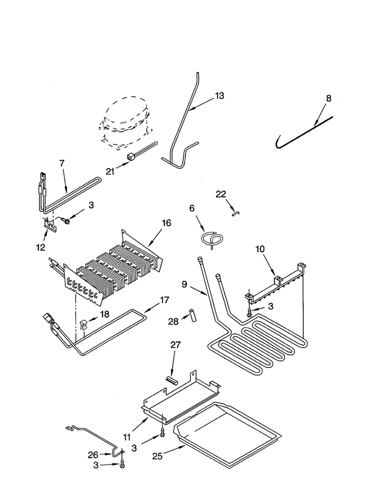 Lower Unit And Tube Diagram and Parts List for KBLP36FKS01  KitchenAid Refrigerator