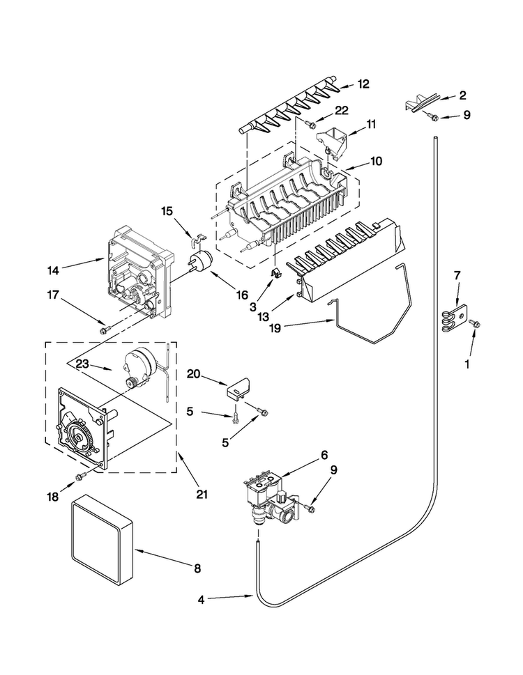Icemaker Parts Diagram and Parts List for 10659912703  Kenmore Refrigerator