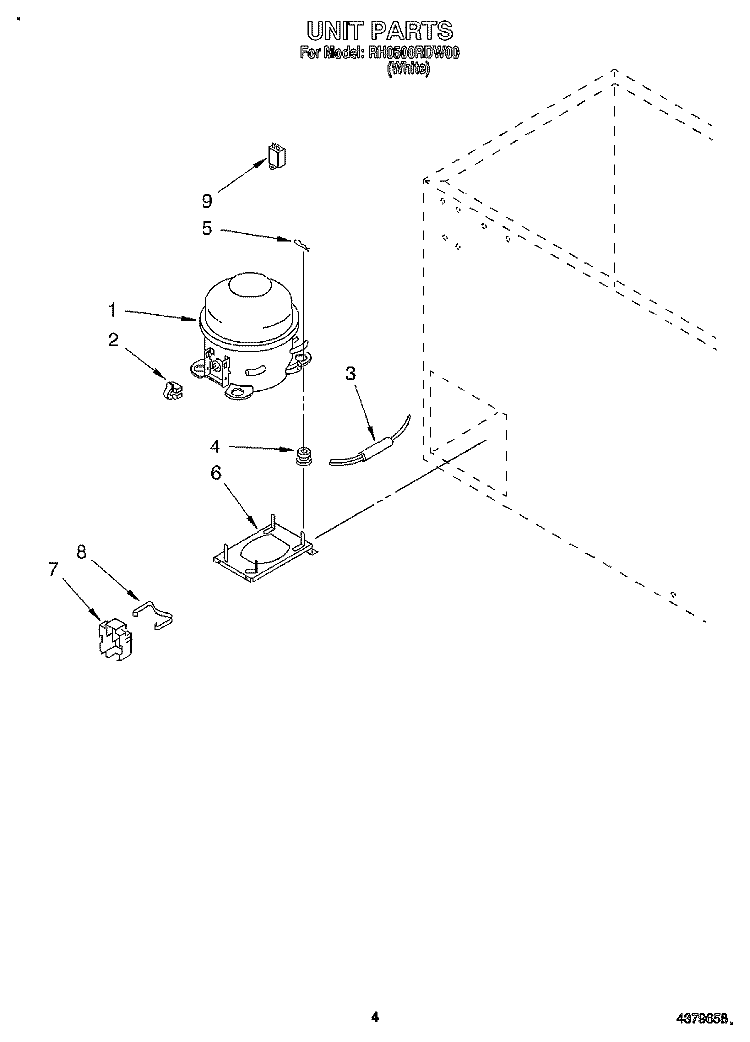 SECTION Diagram and Parts List for RH0500RDW00  Roper Freezer