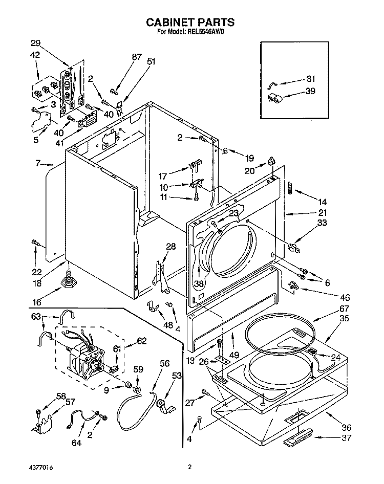 SECTION Diagram and Parts List for REL5646AW0  Roper Dryer
