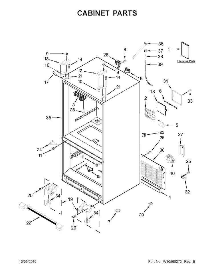 Cabinet Parts Diagram and Parts List for KFCS22EVMS8  KitchenAid Refrigerator