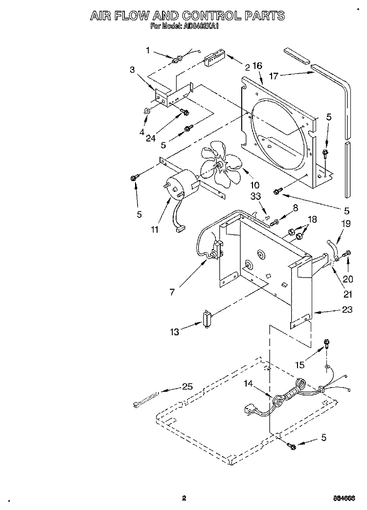 SECTION Diagram and Parts List for AD0402XA1  Whirlpool Dehumidifier