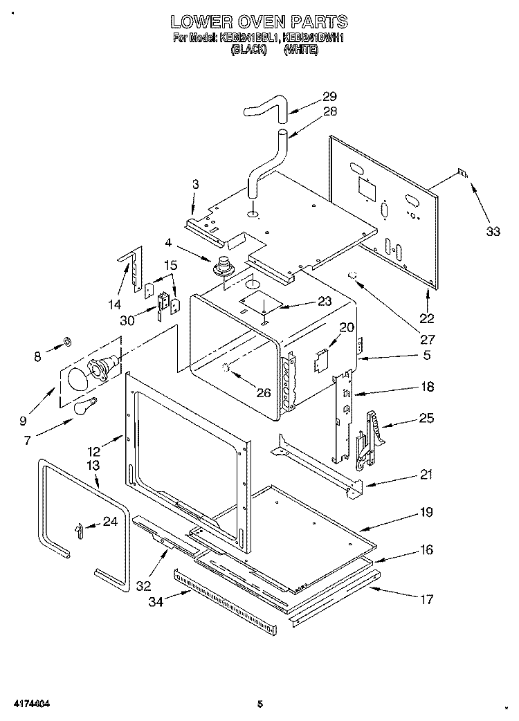 LOWER OVEN Diagram and Parts List for KEBI241BBL1  KitchenAid Wall Oven