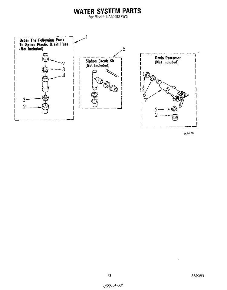 WATER SYSTEM Diagram and Parts List for LA5000XPW5  Whirlpool Washer