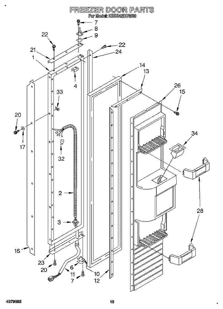 FREEZER DOOR Diagram and Parts List for KSSS42DBW00  KitchenAid Refrigerator