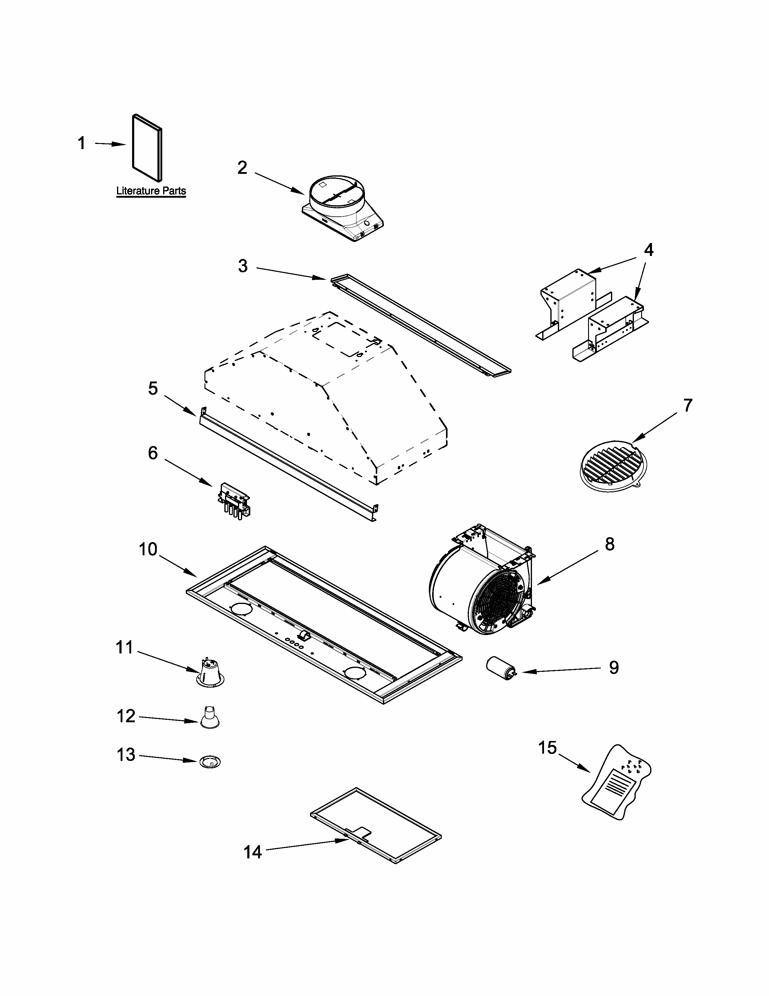 Hood Parts Diagram and Parts List for IXL5430DS0  Whirlpool Range Hood