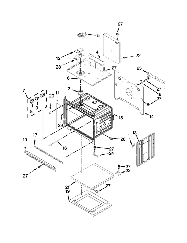 Upper Oven Parts Diagram and Parts List for WOD51EC0AB02  Whirlpool Wall Oven