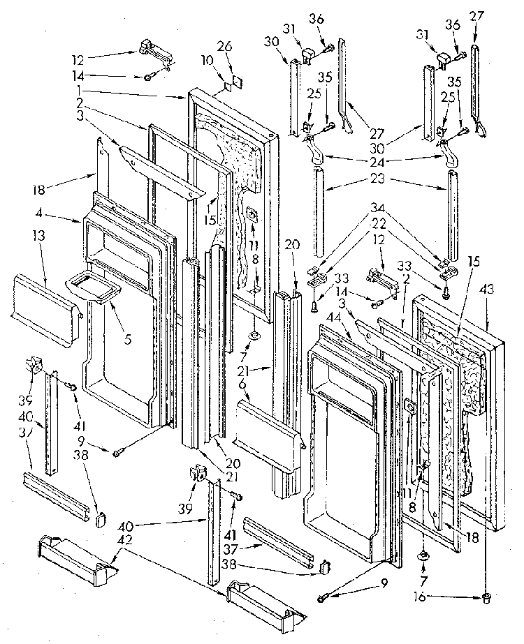 Refrigerator Door Diagram and Parts List for EF19MKXSM01  Whirlpool Refrigerator