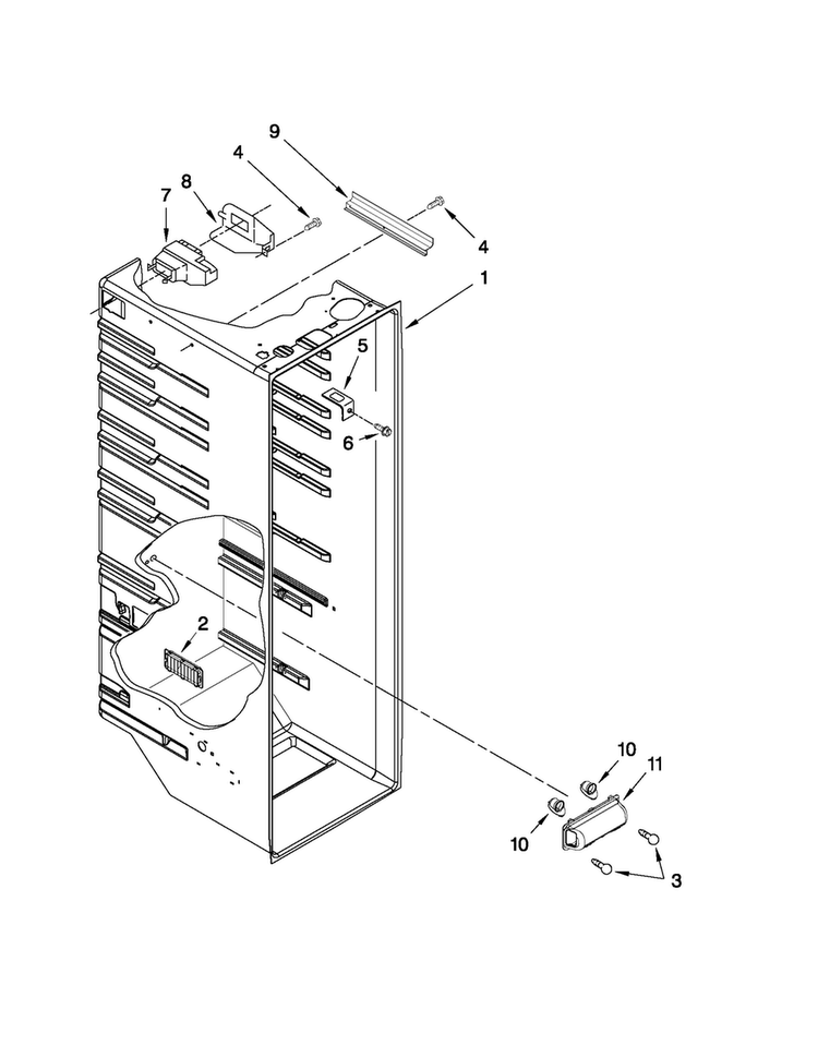 Refrigerator Liner Parts Diagram and Parts List for 10641263804  Kenmore Refrigerator