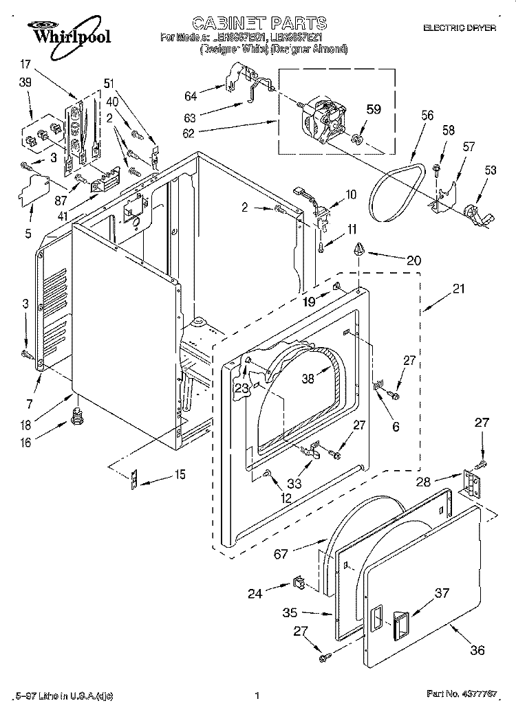 SECTION Diagram and Parts List for LER8857EQ1  Whirlpool Dryer