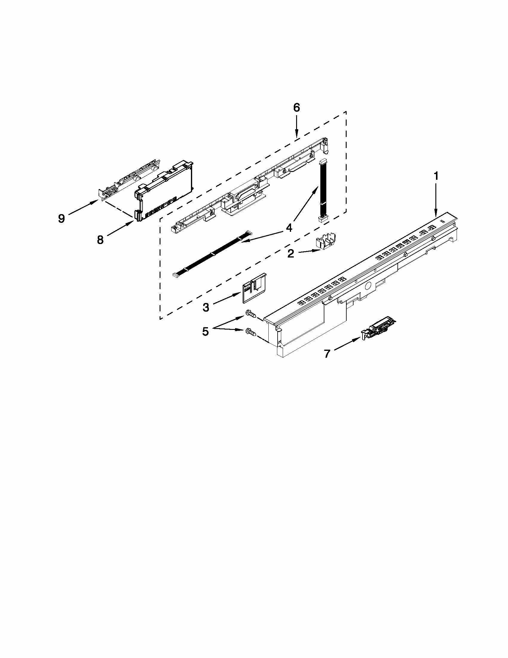 Control Panel And Latch Parts Diagram and Parts List for 66513292K110  Kenmore Dishwasher
