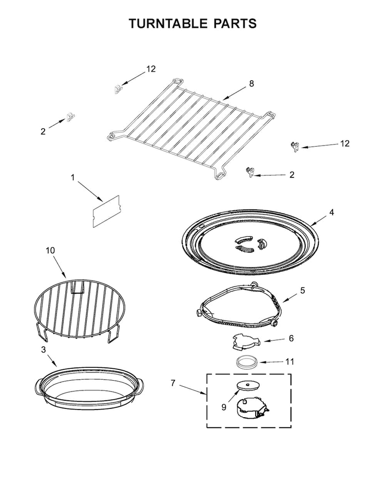 Turntable Parts Diagram and Parts List for KMHC319EBL1  KitchenAid Microwave