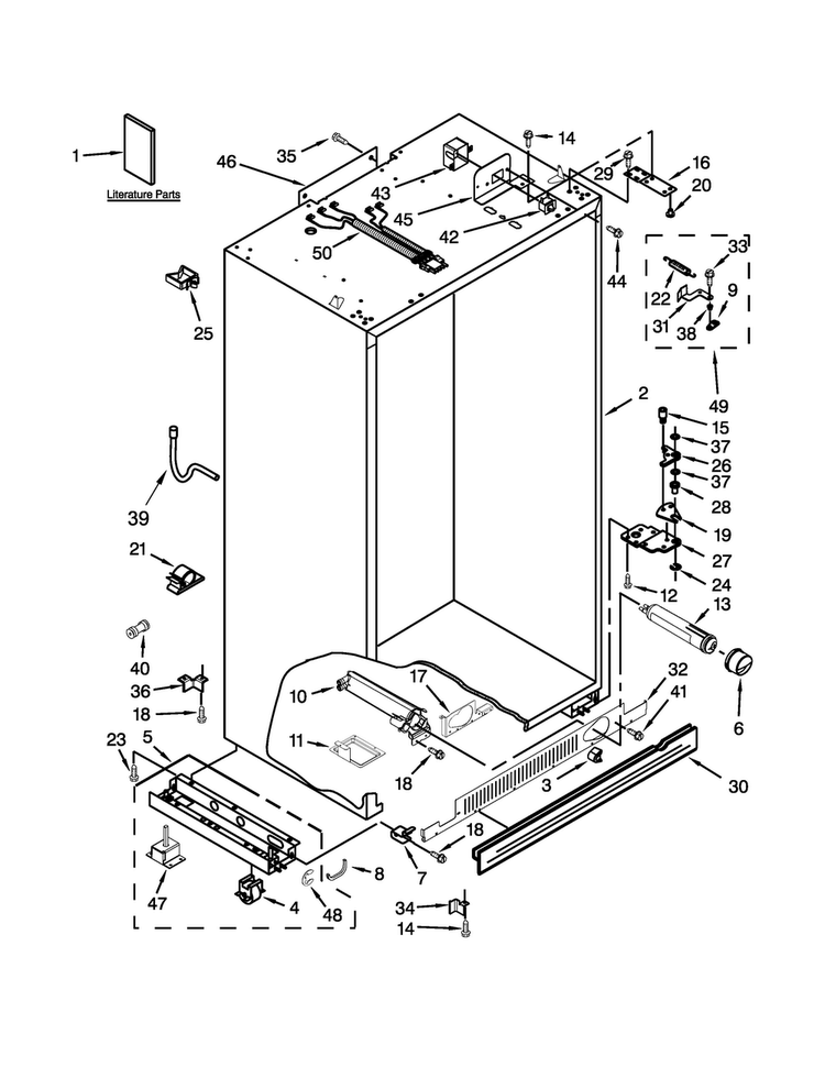 Cabinet Parts Diagram and Parts List for KBSD508ESS00  KitchenAid Refrigerator