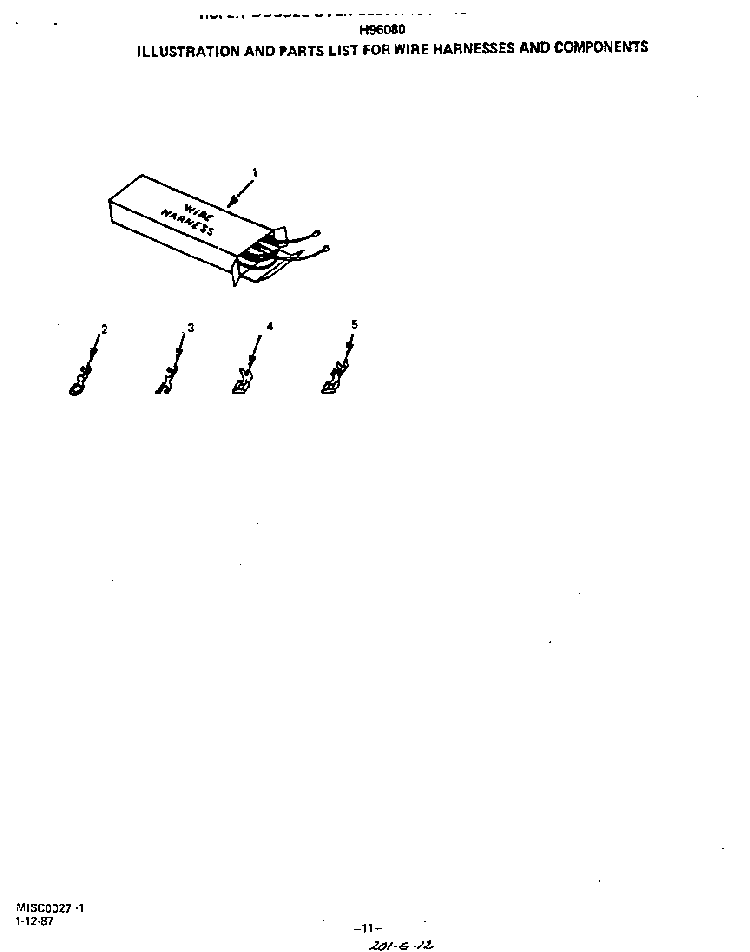Wire Harness Diagram and Parts List for H9608*0  Roper Range