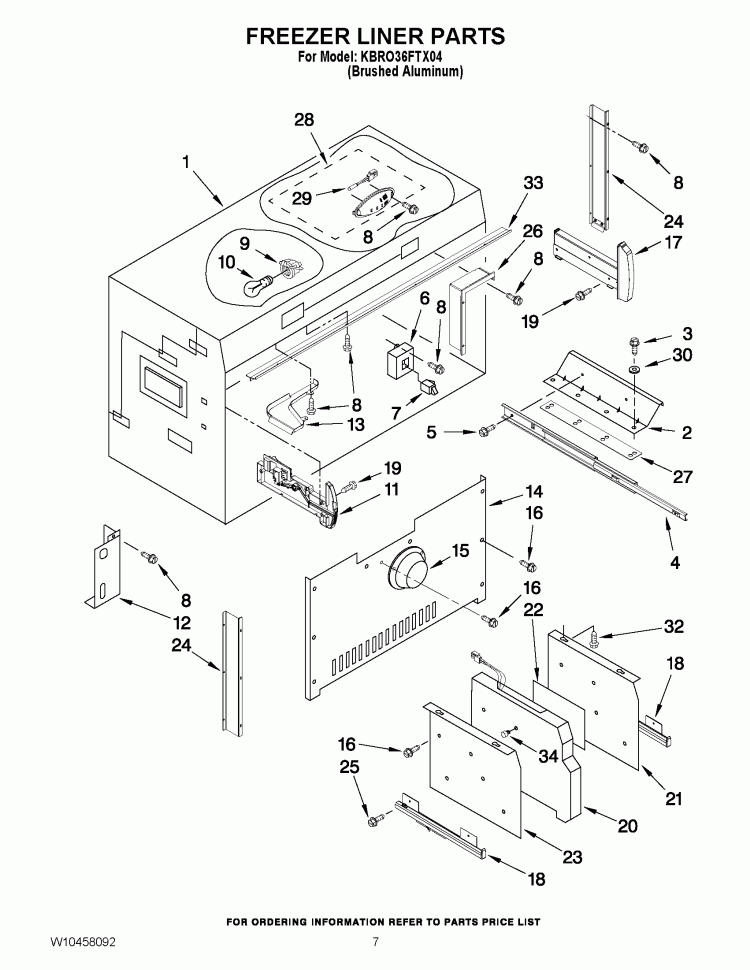 FREEZER LINER PARTS Diagram and Parts List for KBRO36FTX04  KitchenAid Refrigerator