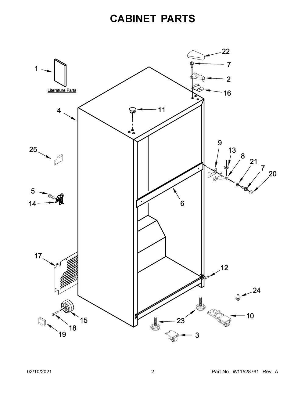 Cabinet Parts Diagram and Parts List for WRT138FZDB03  Whirlpool Refrigerator