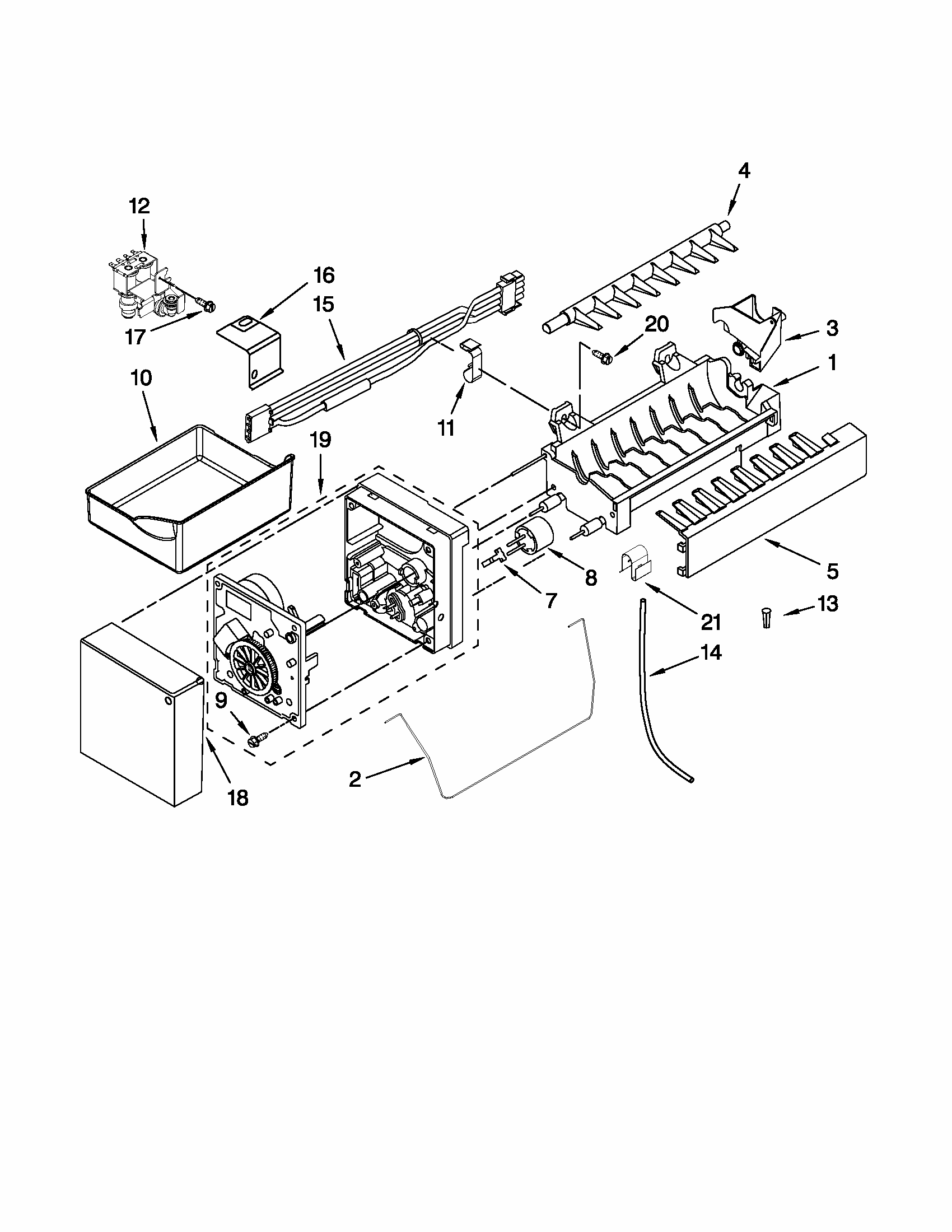 Icemaker Parts Diagram and Parts List for 59679323012  Kenmore Refrigerator