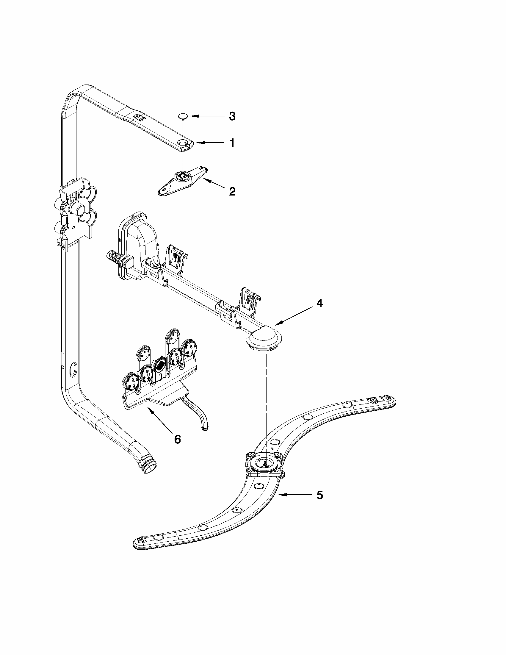 Upper Wash And Rinse Parts Diagram and Parts List for 66513262K112  Kenmore Dishwasher