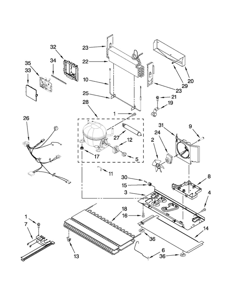 Unit Parts Diagram and Parts List for 10672003010  Kenmore Refrigerator